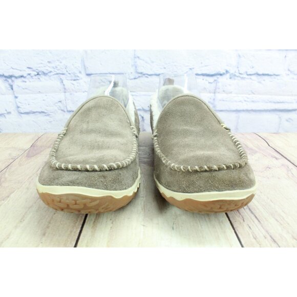 LL Bean Mountain Slippers Moccasin Suede Dark Cement Size 9 M - Picture 4 of 9
